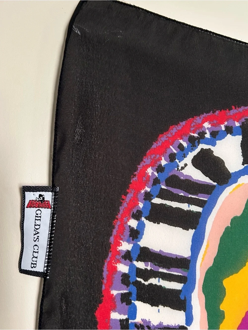Guildas club Multicolor Silk Scarf - Black Base with Bright Stripe Print